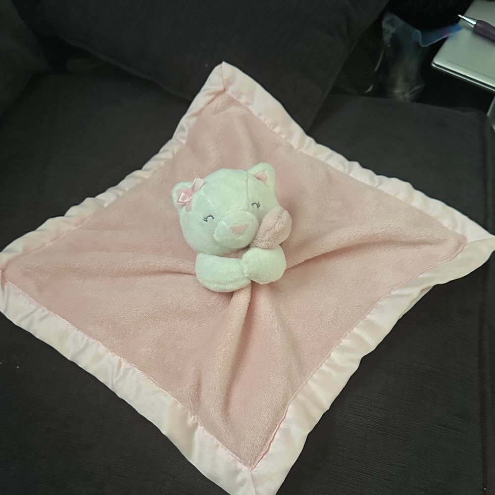 Carter's Pink Lovey White Bear Satin Trim